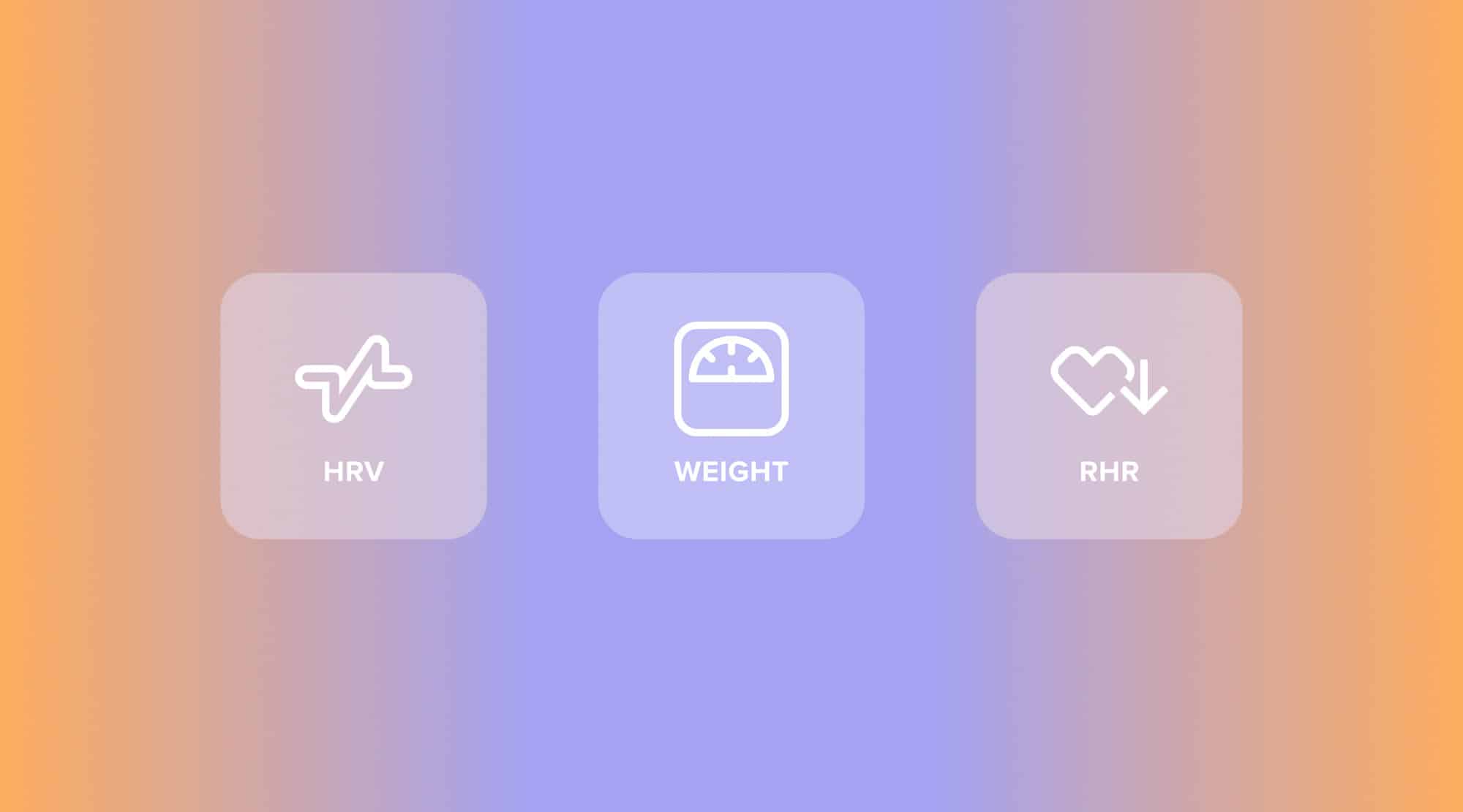 WHOOP icons for HRV, weight and resting heart rate, the three metrics tracked in its GLP-1 study