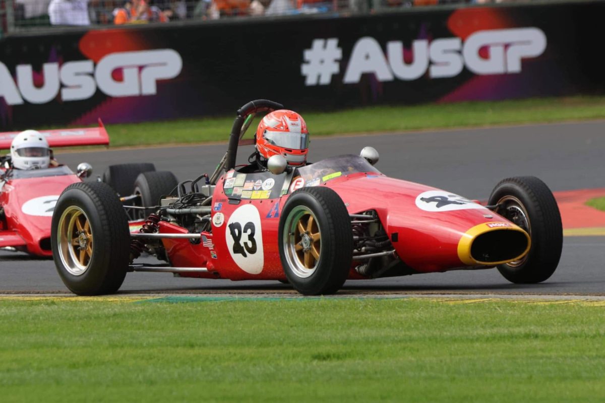Wingett on track at the 2024 Australian Grand Prix during celebrations of Elfin founder Garrie Cooper's Hall of Fame induction.