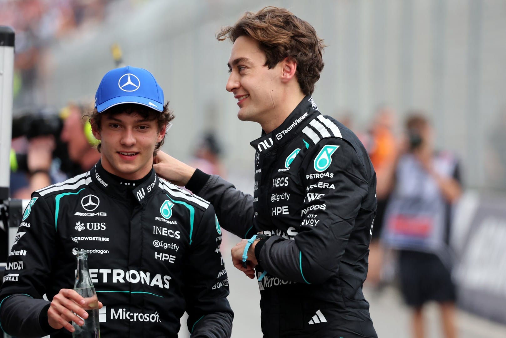 Kimi Antonelli and George Russell, Mercedes, F1