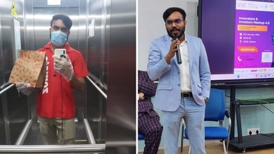 The tech founder who once worked as a Zomato rider. (Suraj Biswas)