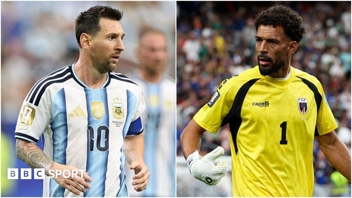 A split picture of Argentina's Lionel Messi and Cape Verde goalkeeper Vozinha