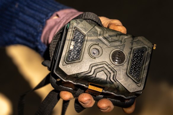 One of the camera traps Leppitt found on his property. 