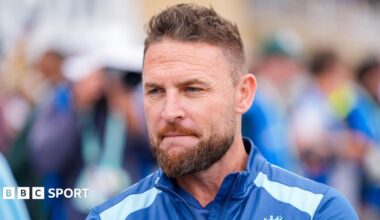 England head coach Brendon McCullum looks on