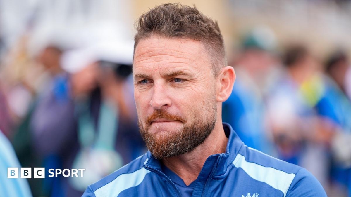 England head coach Brendon McCullum looks on