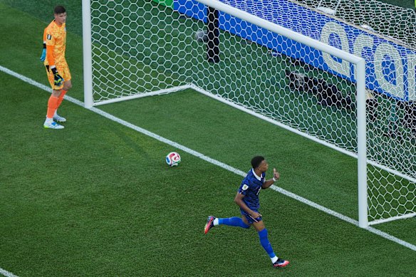 Mbappe converts France’s second-half penalty.