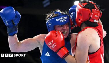 Rosie Eccles fighting at the Commonwealth Games