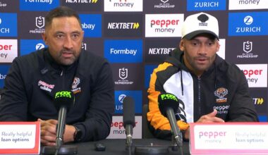 NRL 2026: Benji Marshall speaks in Wests Tigers press conference, loss to Dragons, full replay, reaction, Apisai Koroisau injury update