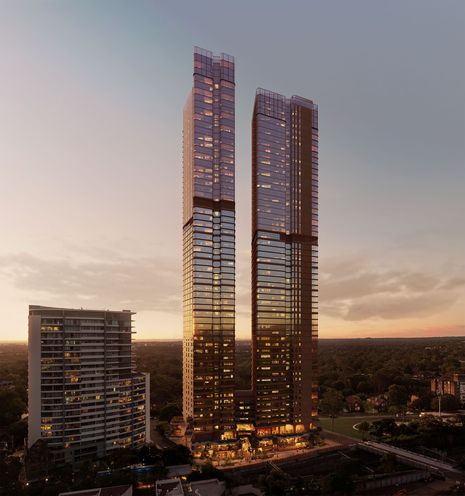 A cruciform motif carries through the entire scheme, with the intention of optimising views from apartments, solar access, natural ventilation and residents’ privacy.