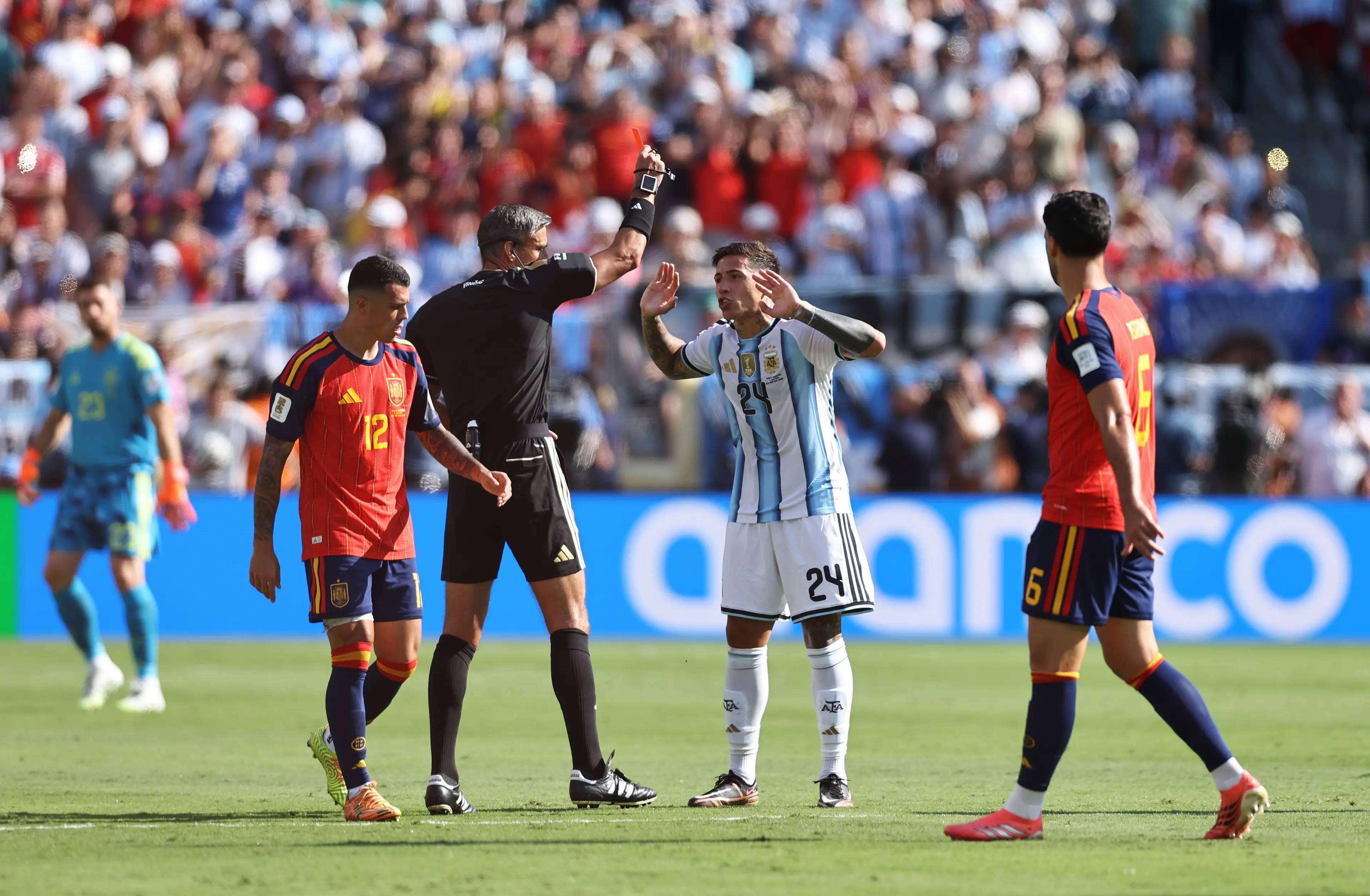 Fernandez was sent off against Spain. Image credit: Getty