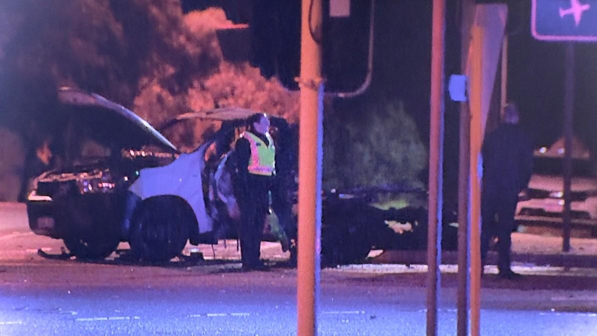 Perth traffic: Fiery crash on Tonkin Highway in Martin puts two in hospital and closes major route