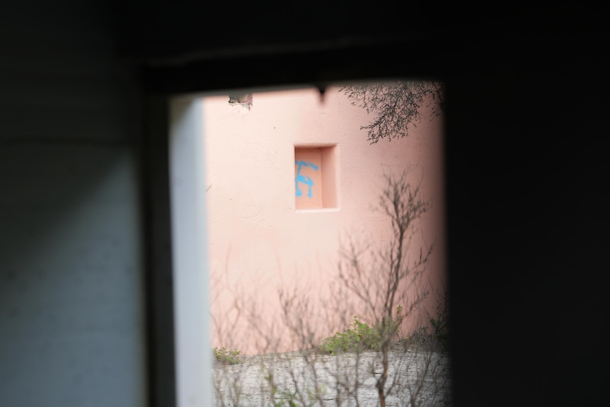 Nazi Graffiti Through Window