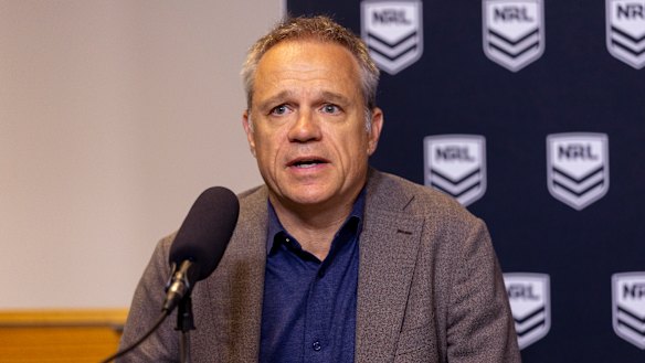 Nine chief executive officer Matt Stanton at Tuesday’s announcement.