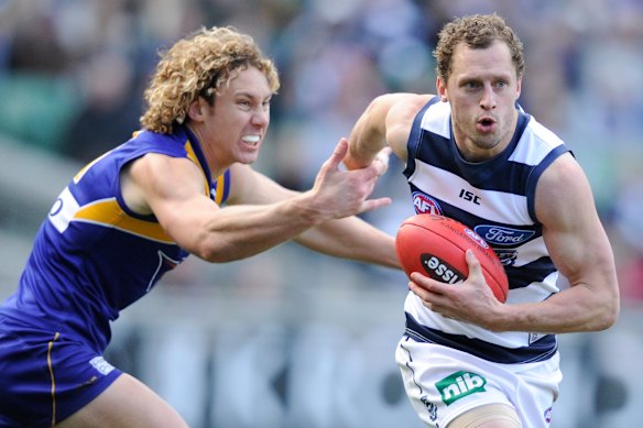 Geelong player James Kelly during his playing days in 2011.