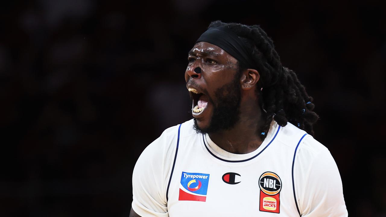 SYDNEY, AUSTRALIA - FEBRUARY 13: Montrezl Harrell of the 36ers celebrates during the NBL Play-In Qualifier match between Sydney Kings and Adelaide 36ers at Qudos Bank Arena, on February 13, 2025, in Sydney, Australia. (Photo by Matt King/Getty Images)