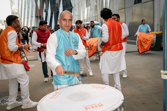 Drummer Satish Gaikwad is thrilled to be drumming to welcome the prime minister.