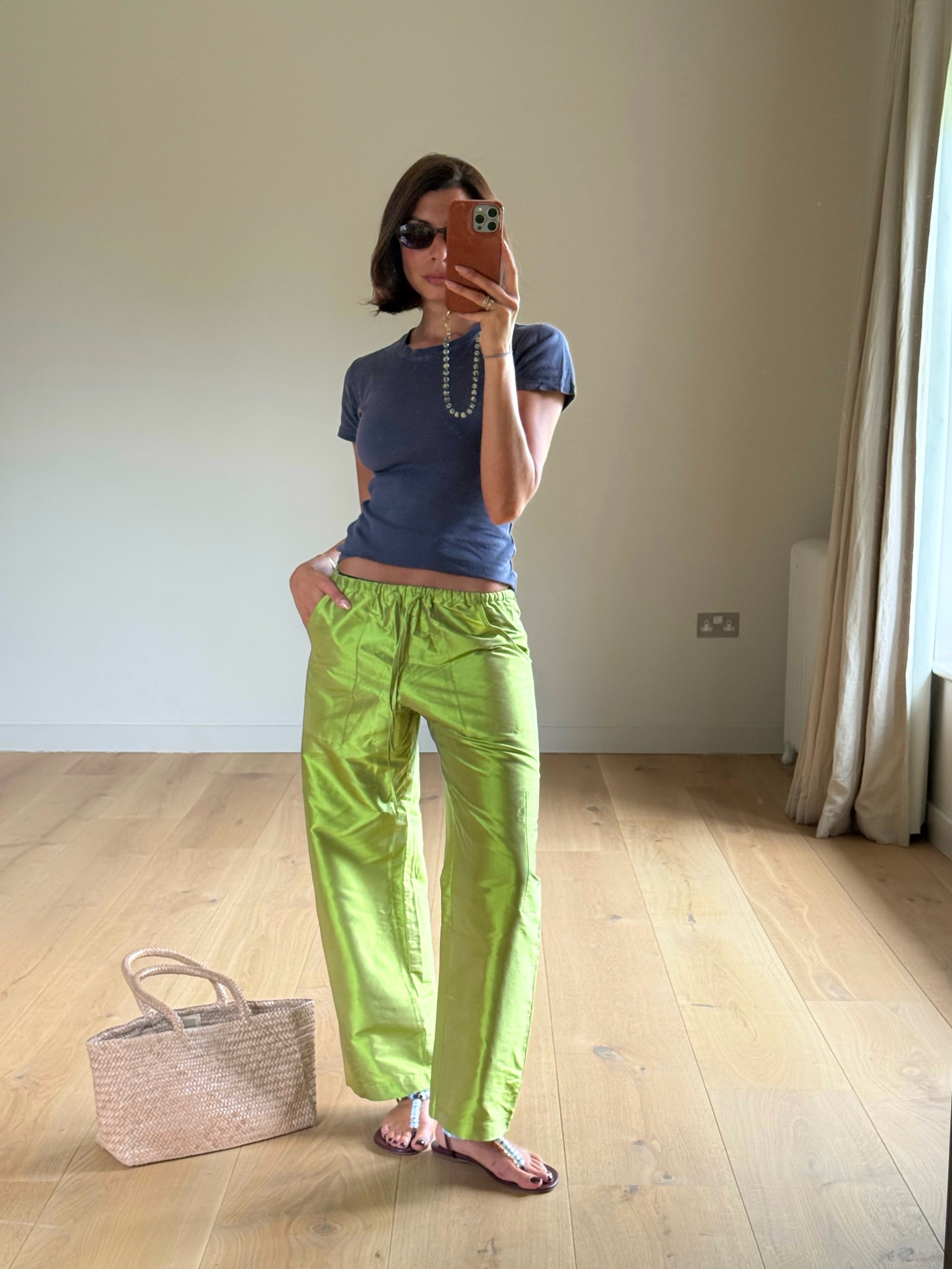 Marianne Smyth in tennis ball yellow Donni pants.