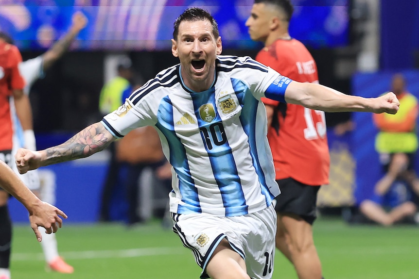 Lionel Messi celebrates