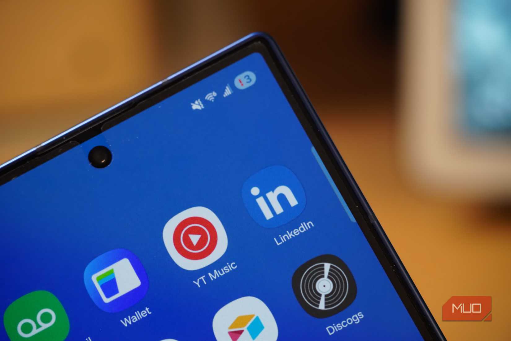 A Samsung Galaxy phone with the LinkedIn app pre-installed.