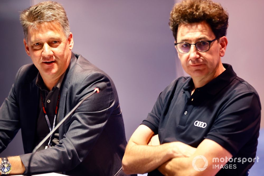 Audi CEO Gernot Dollner with Audi F1 chief Mattia Binotto