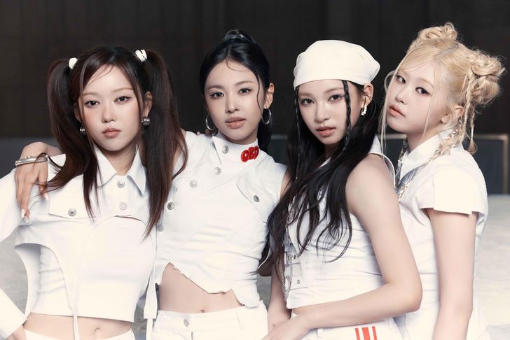 From left are Shin Hye-won, Kuk Cho-rok, Kilala and U, the four newly unveiled 'Side B' members of rookie K-pop girl group OURBIRTHDAY. Courtesy of INNIT Entertainment