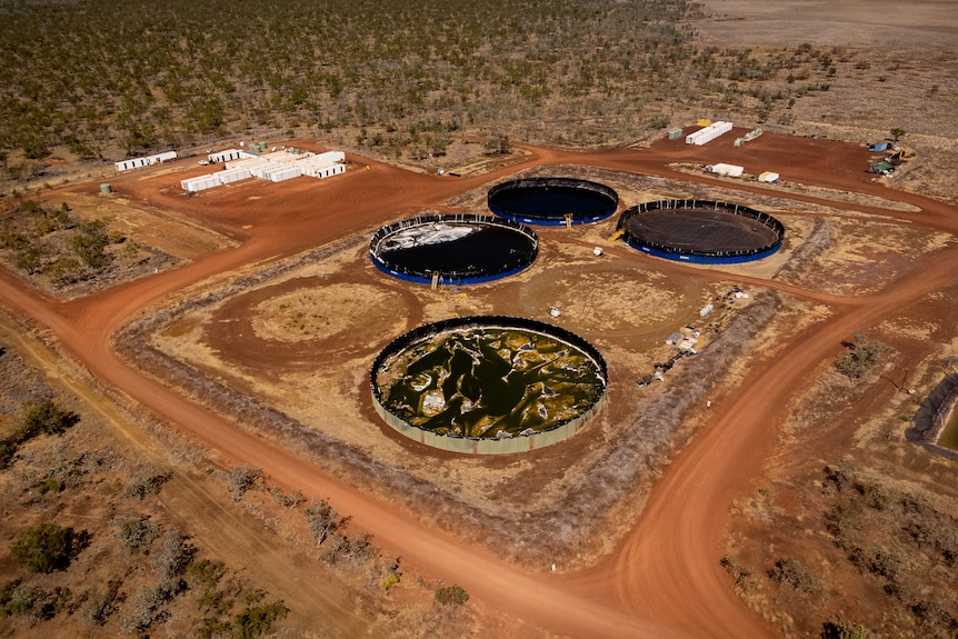 An industrial site in an outback area, as seen from above.
