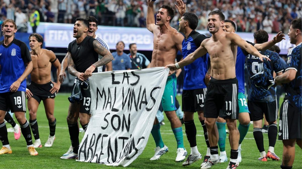Argentina players risk sanctions after celebrating World Cup win over England with Falkland Islands banner