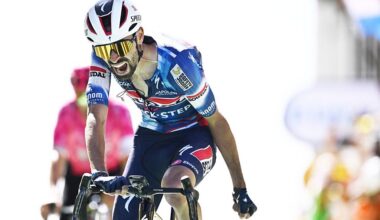 French Valentin Paret-Peintre of Soudal Quick-Step and Irish Ben Healy of EF Education-EasyPost sprint to the finish of stage 16 of the 2025 Tour de France cycling race, from Montpellier to Mont Ventoux (172 km), on Tuesday 22 July 2025 in France. The 112th edition of the Tour de France starts on Saturday 5 July in Lille, France, and will finish in Paris, France on the 27th of July. BELGA PHOTO JASPER JACOBS (Photo by JASPER JACOBS / BELGA MAG / Belga via AFP) (Photo by JASPER JACOBS/BELGA MAG/AFP via Getty Images)