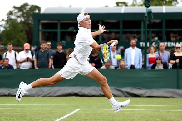 Cruz Hewitt in action at last year’s Wimbledon juniors.