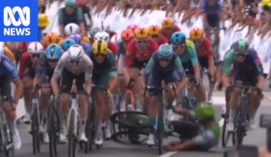 Tim Merlier claims stage 12 of Tour de France as Fernando Gaviria fractures collarbone