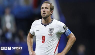 Harry Kane of England looks disappointed after the 2026 FIFA World Cup semi-final defeat to Argentina