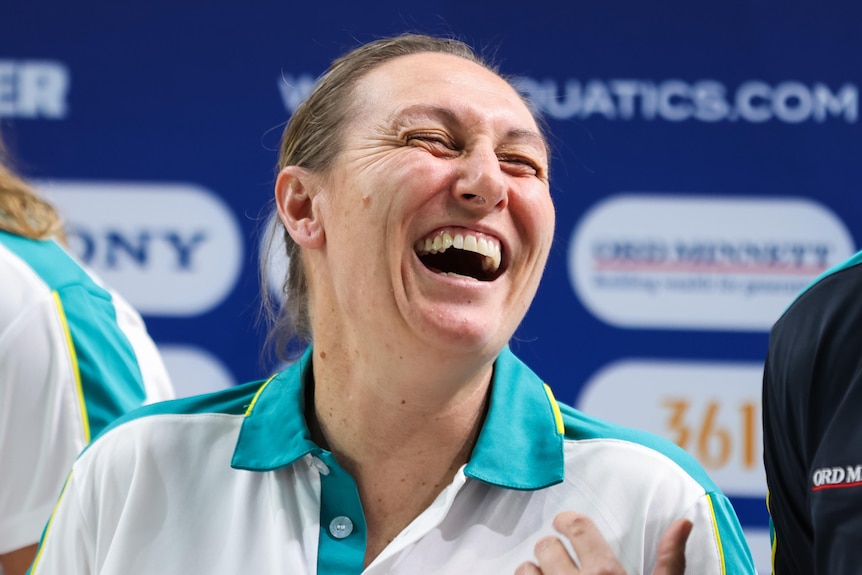 Bec Rippon laughs during an interview