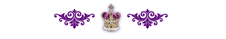 crown with purple velvet and filigree patterns either side