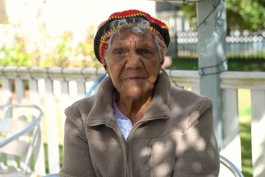indigenous elder aunty ada simpson sitting outside and talking to camera