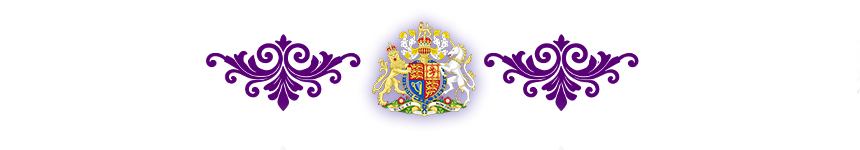 image of royal coat of arms with filligree detail either side