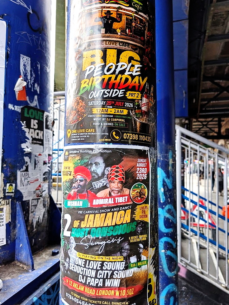 Photo feature: street posters and stickers on the streets of Brixton, July 2026
