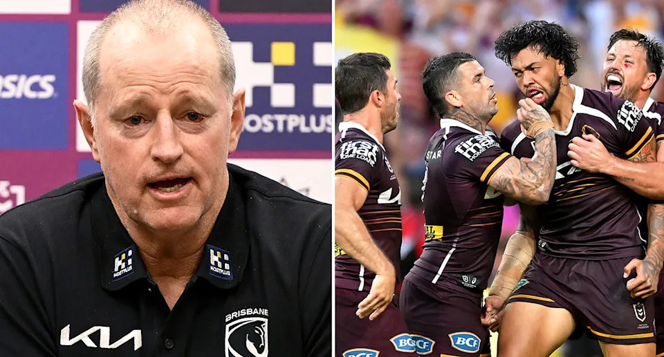 Pictured left to right, Broncos coach Michael Maguire and forward Xavier Willison.