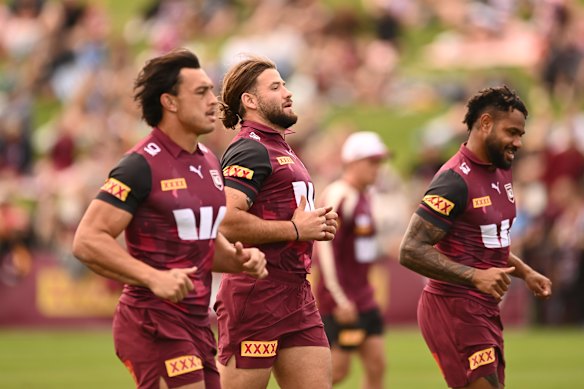 Pat Carrigan trains with the Maroons.