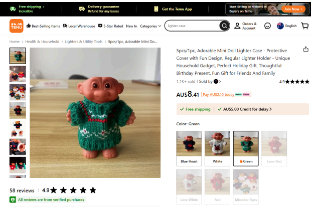 Picture of a troll character wearing green clothers