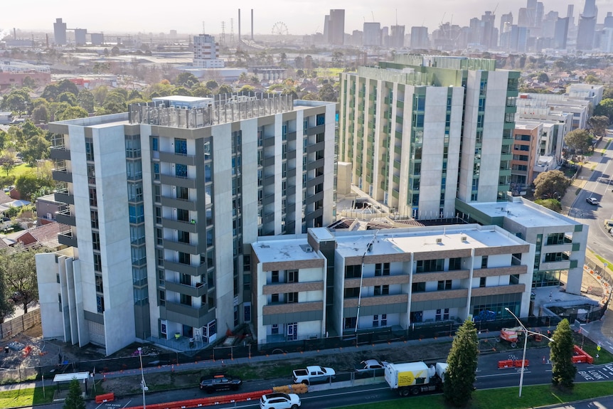 Aerial view of North Melbourne apartment block