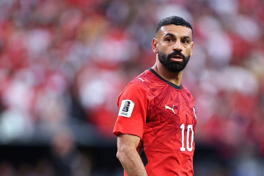 Mohamed Salah looks to one side