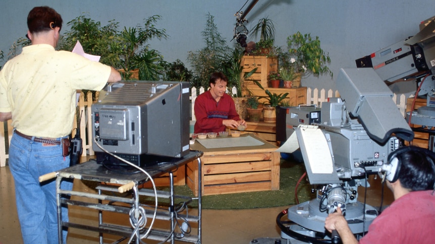 Recording an episode of Play School in the 1990s. 