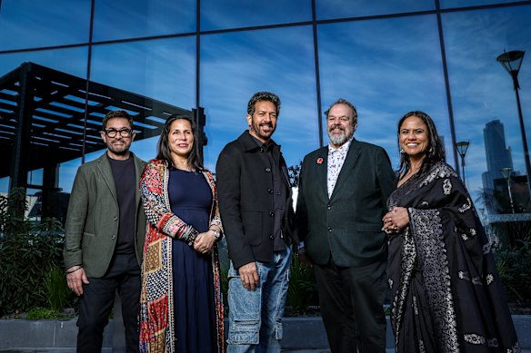 The Silkyara 41 team (from left): Producers Aamir Khan and Mitu Bhowmick Lange, director Kabir Khan, engineer Arnold Dix and producer Aparna Purohit.