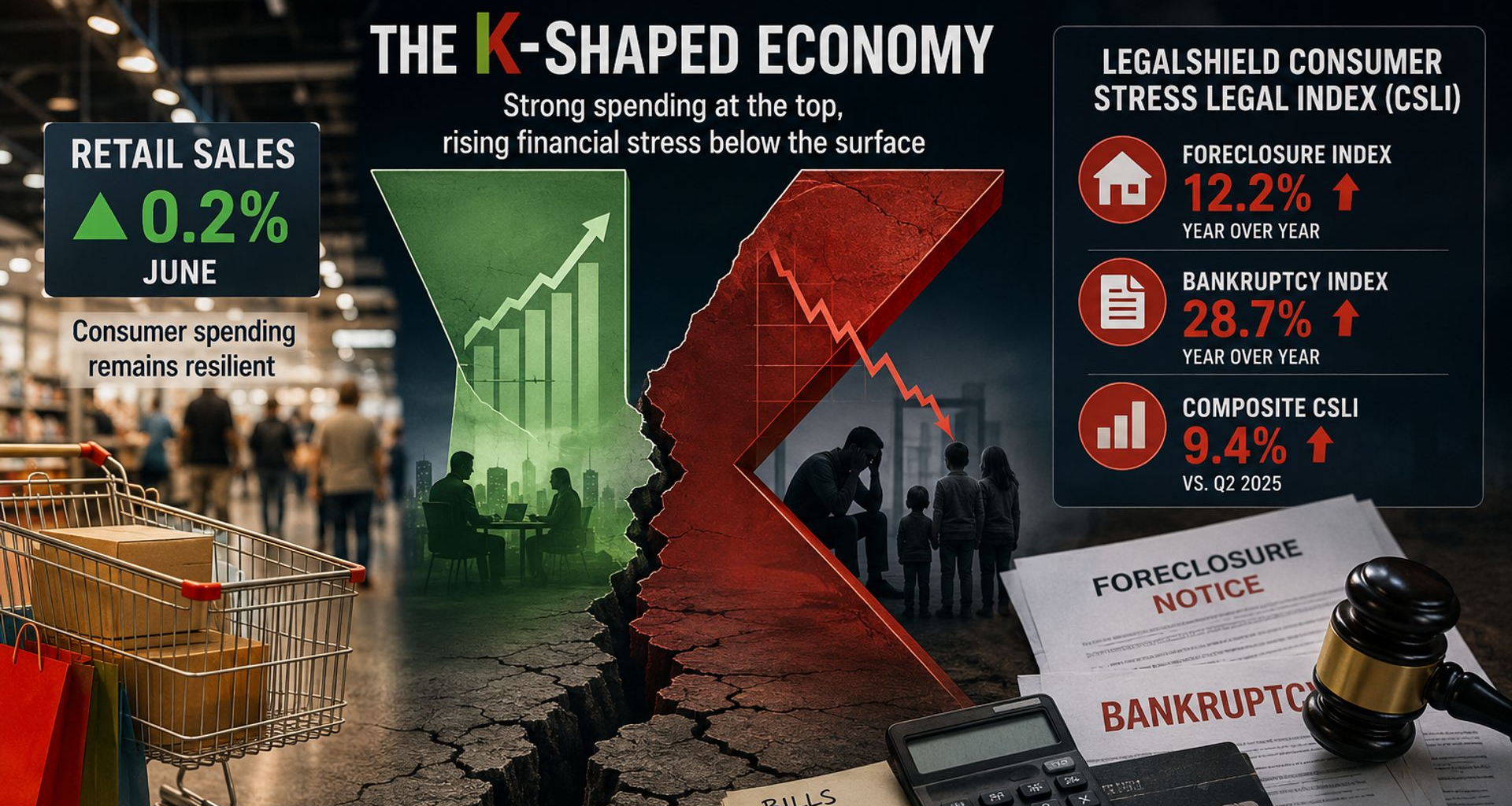 Strong retail sales mask widening K-shaped economy as consumer financial stress mounts