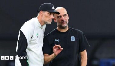 Thomas Tuchel and Pep Guardiola talking