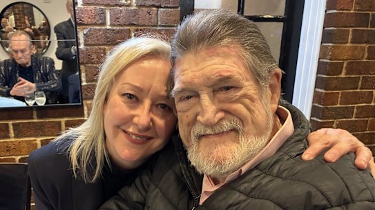 Age journalist Fiona Byrne with Derryn Hinch at his last great lunch