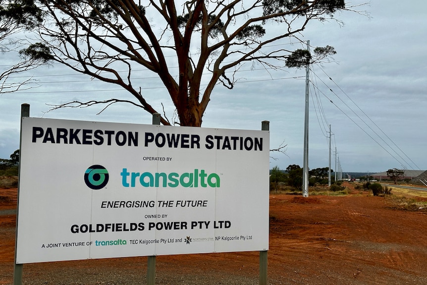A sign at the entrance to a power station.