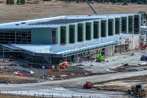 The Armstrong Creek sports centre under construction. 