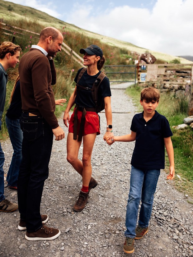 Catherine, Princess of Wales greets her family, Prince William, Prince George, Princess Charlotte, and Prince Louis after completing the Three Peaks Challenge