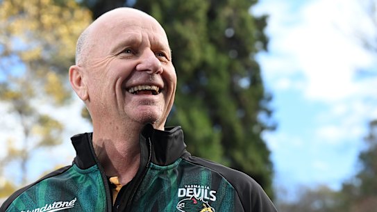 Ken Hinkley on his first day as Tasmania Devils coach.