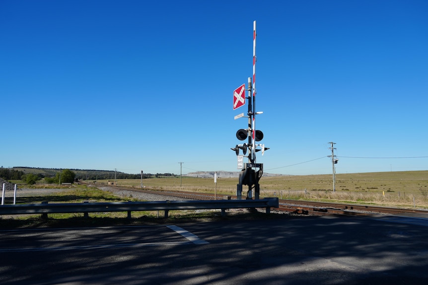 A railway level crossing in the countryside